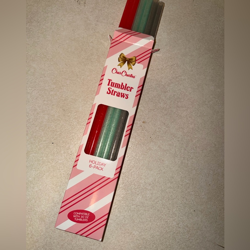 Stanley Char charms 6 pack 30oz holiday glitter straws